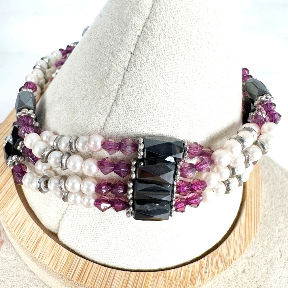 Purple Pearl‎  Magnetic Hematite Crystal Wrap Necklace Bracelet Anklet Therapy